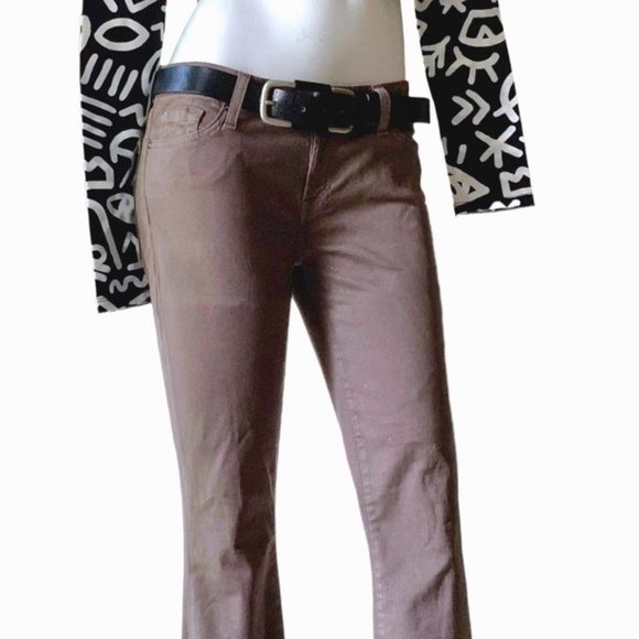 7 For All Mankind Taupe/Tan Straight Leg Denim Jeans w/Metallic Flecks - Picture 13 of 13